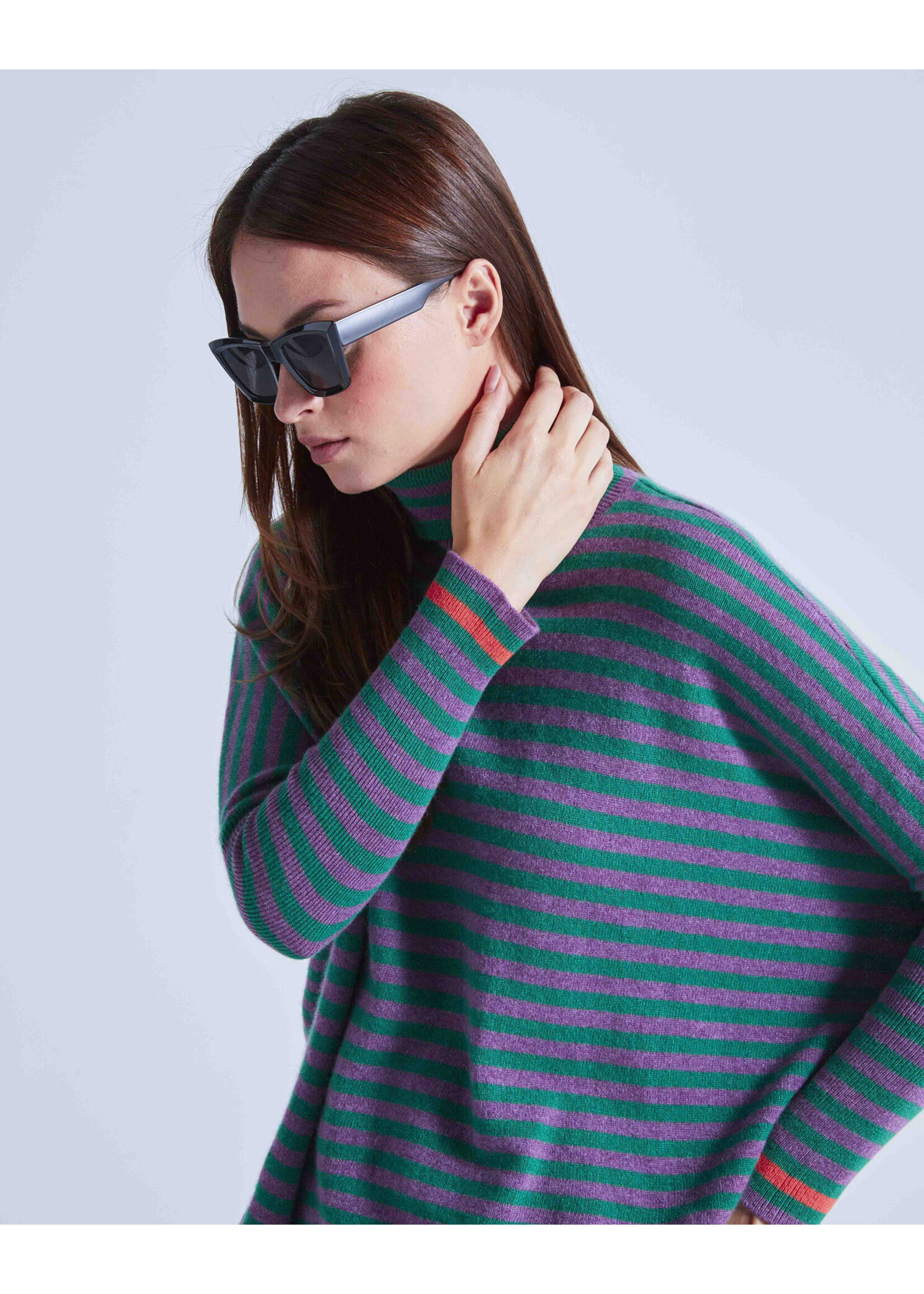 STRIPED CASHMERE ROLLNECK