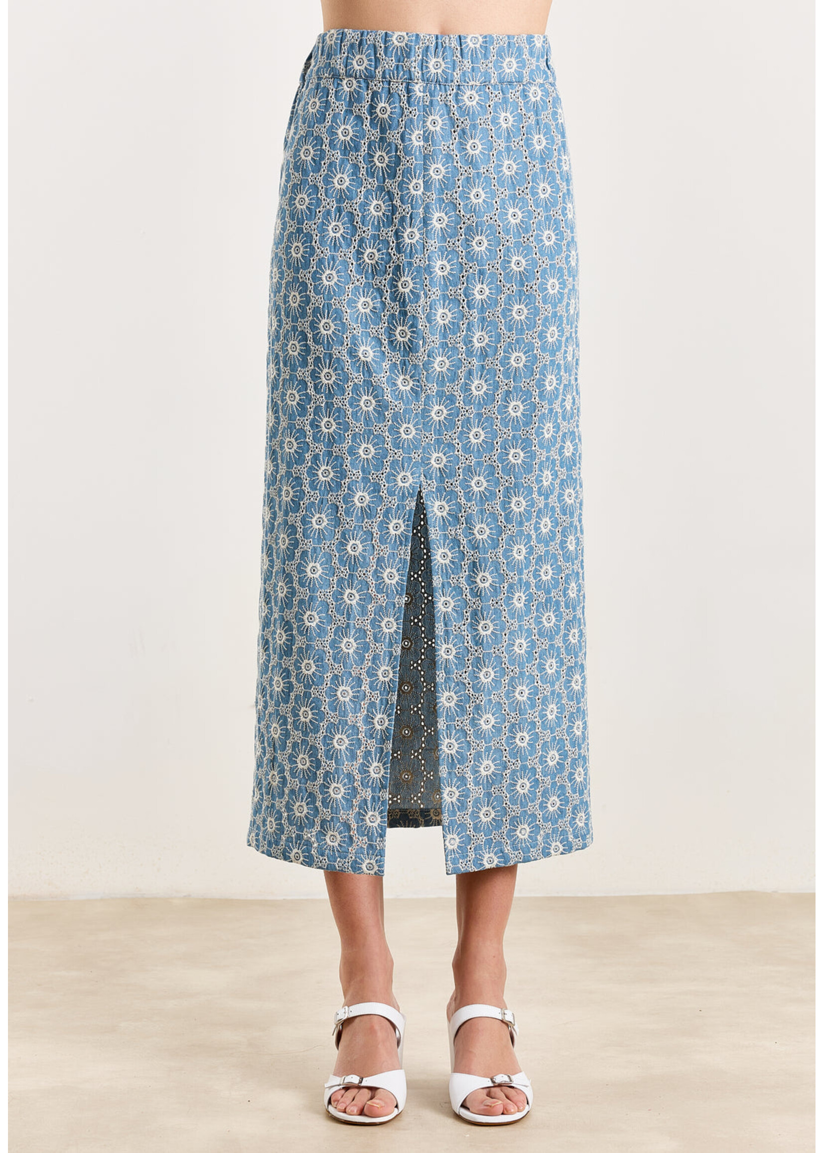 DENIM FLOWER SKIRT