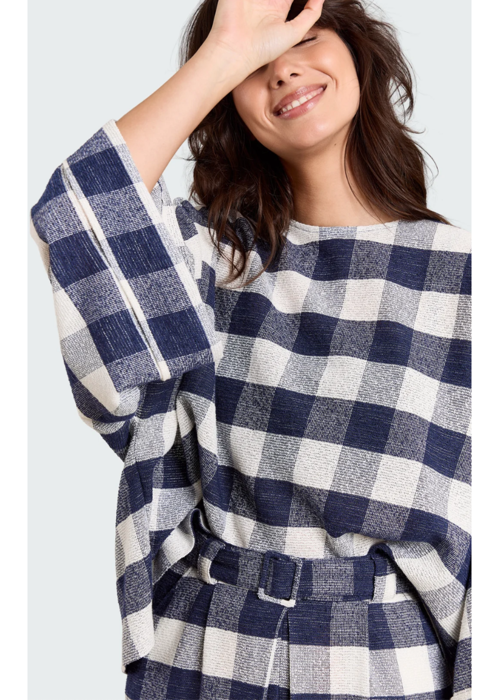 BOUCLE CHECK BLOUSE