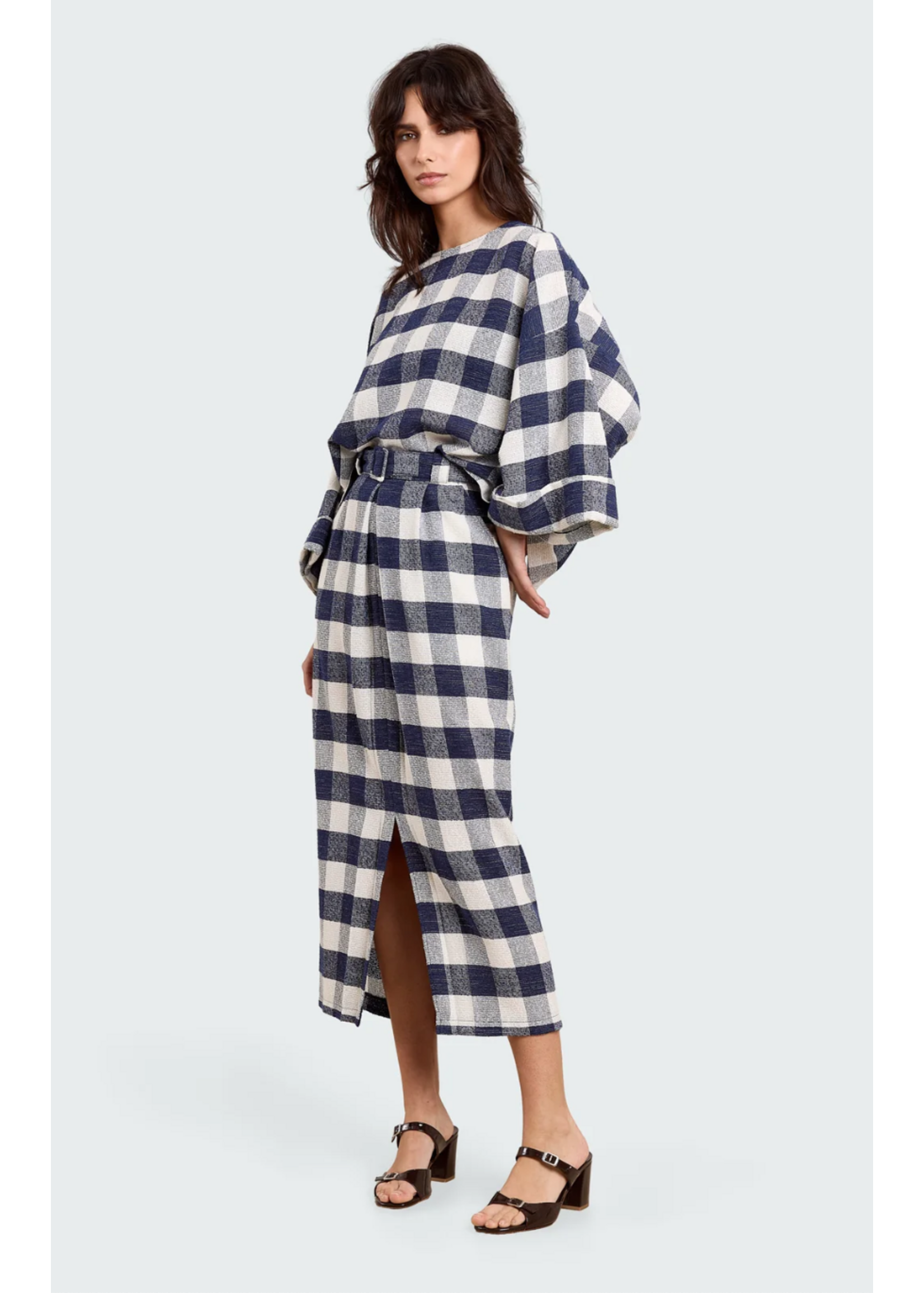 BOUCLE CHECK BLOUSE