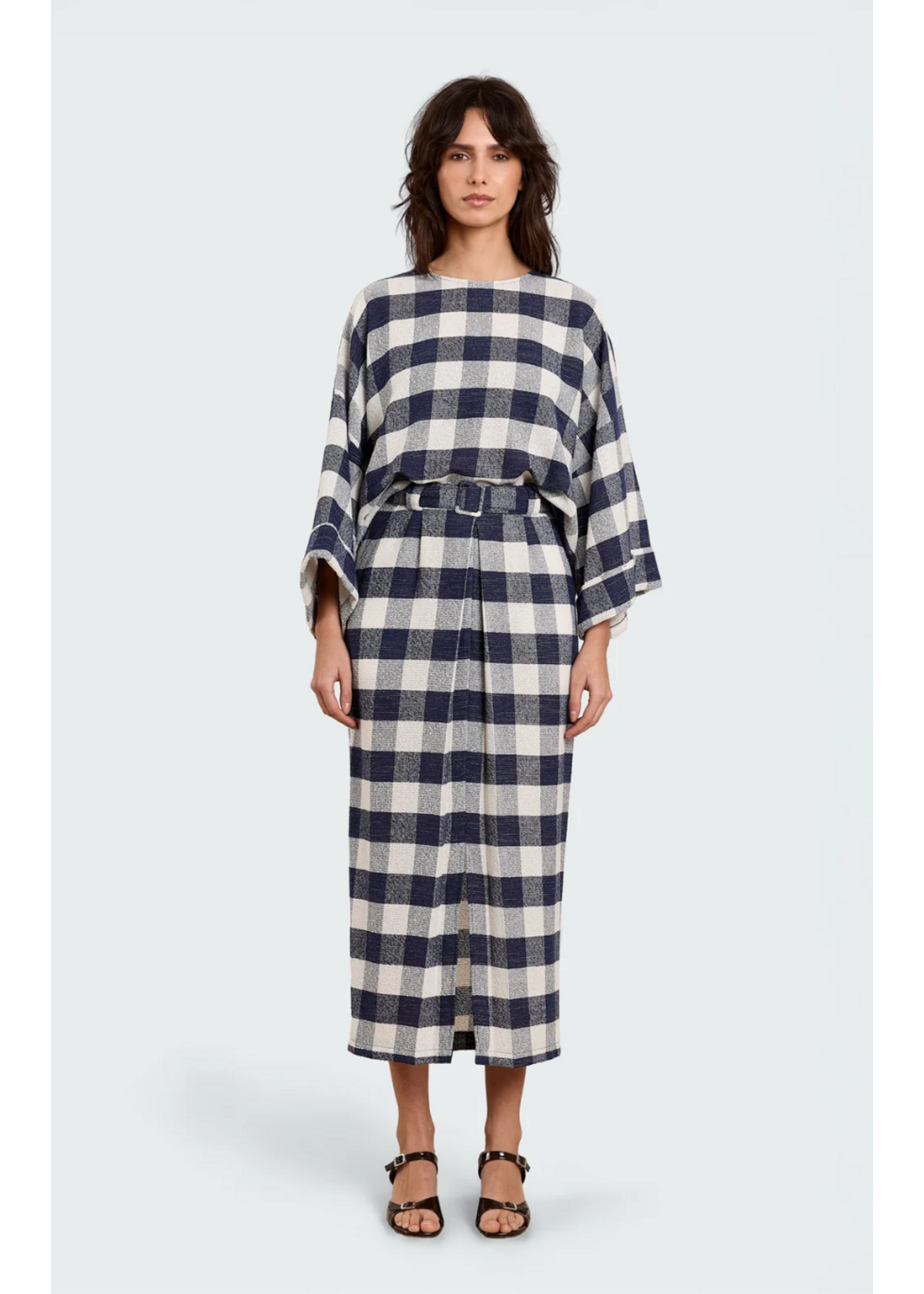 BOUCLE CHECK BLOUSE