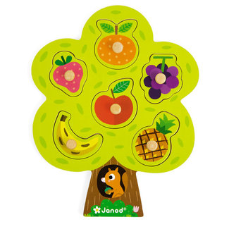 Janod Puzzels, Houten puzzels - knoppuzzel fruitboom, 6 stukjes