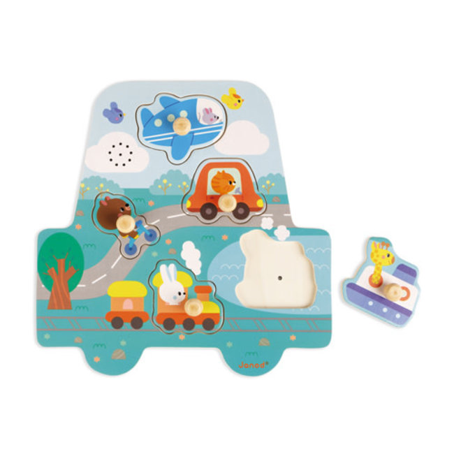 Janod Puzzels, Muziek puzzels - kleine racers, 5 stukjes