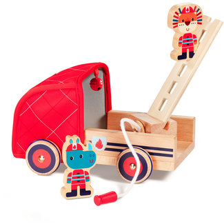 Lilliputiens (UA) Houten speelgoed - Marius brandweerwagen