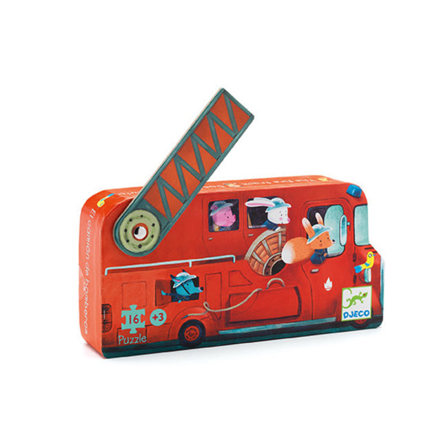 Djeco Puzzels, Legpuzzels - silhouette puzzel De brandweerwagen, 16 stukjes