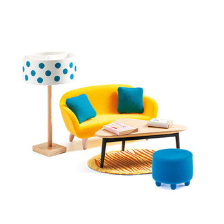 Djeco Poppenhuis, Accessoires - Woonkamer Oranje