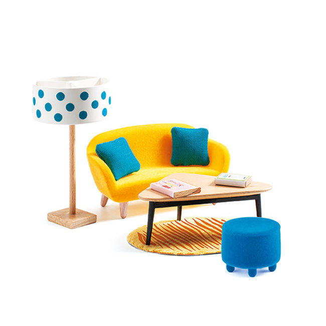 Djeco (UA) Djeco Poppenhuis, Accessoires - Poppenhuisaccessoires Woonkamer oranje