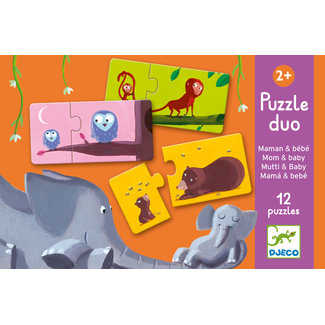 Djeco Puzzels, Legpuzzels - duo mama en baby, 12x 2 stukjes (puzzle duo mom & baby)