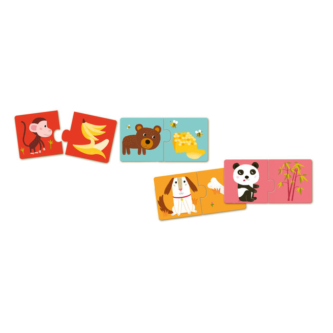 Djeco Puzzels, Legpuzzels - duo aan tafel, 10x 2 stukjes (puzzle duo dinner's ready)