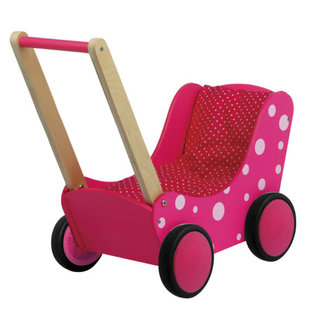 Poppenwagen stippen roze