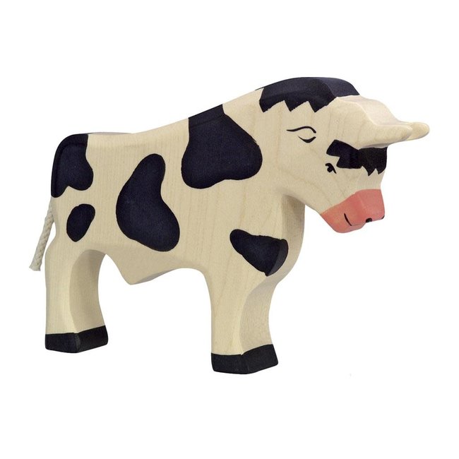 Holztiger boerderij: stier zwart 19x3x14cm, hout