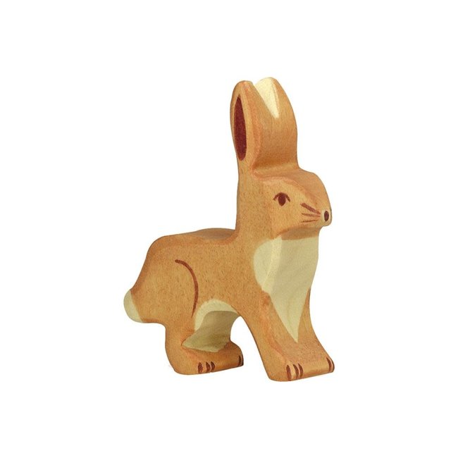 Holztiger bosdieren: haas 8x2x6cm, hout