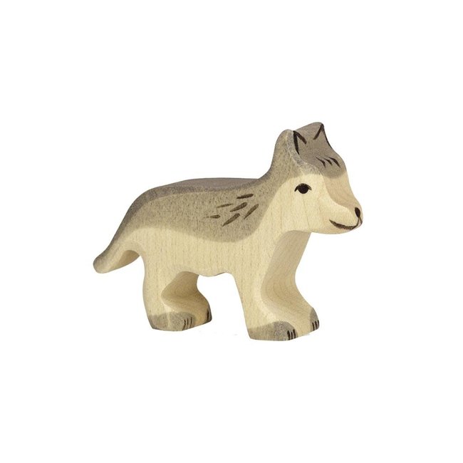 Holztiger bosdieren: wolf klein 7x2x5cm, hout