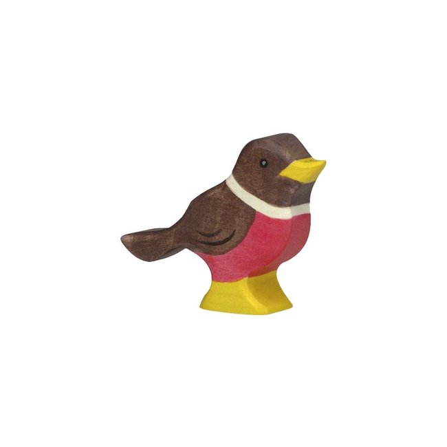 Holztiger bosdieren: roodborstje 6x2x5cm, hout