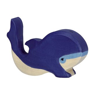 Holztiger zeedieren: blauwe walvis klein 10x2x8cm, hout