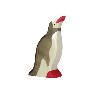 Holztiger zeedieren: pinguin kop omhoog 5x2x11cm, hout