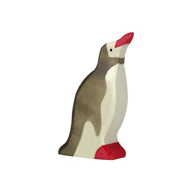 Holztiger zeedieren: pinguin kop omhoog 5x2x11cm, hout