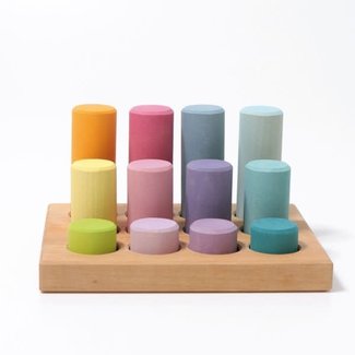 Grimms Houten speelgoed - stapelspel pastel rollers, klein (stacking game small pastel rollers)