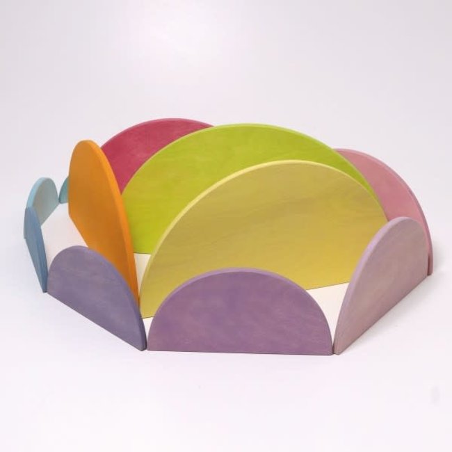 Grimms Houten speelgoed - half ronde schijven pastel (pastel semi circles)