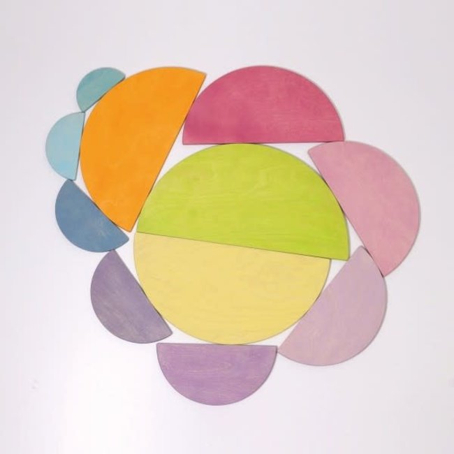 Grimms Houten speelgoed - half ronde schijven pastel (pastel semi circles)