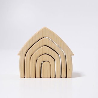 Grimms Houten speelgoed - bouwblokken huisje naturel (naturel house)