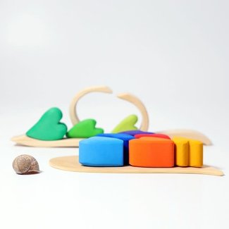Grimms Houten speelgoed - regenboog hartjes (Rainbow hearts)