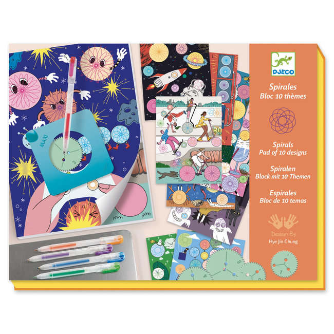 Djeco Drawing and colouring Spirals - 10 themes block