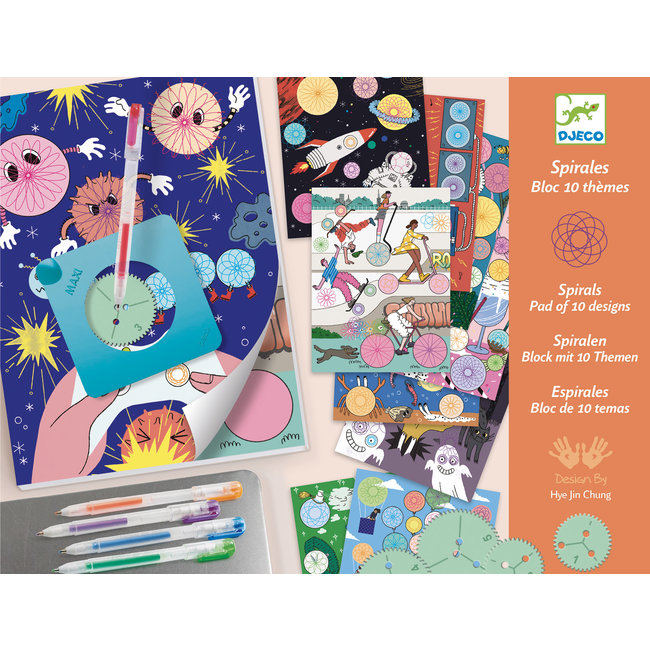 Djeco Drawing and colouring Spirals - 10 themes block