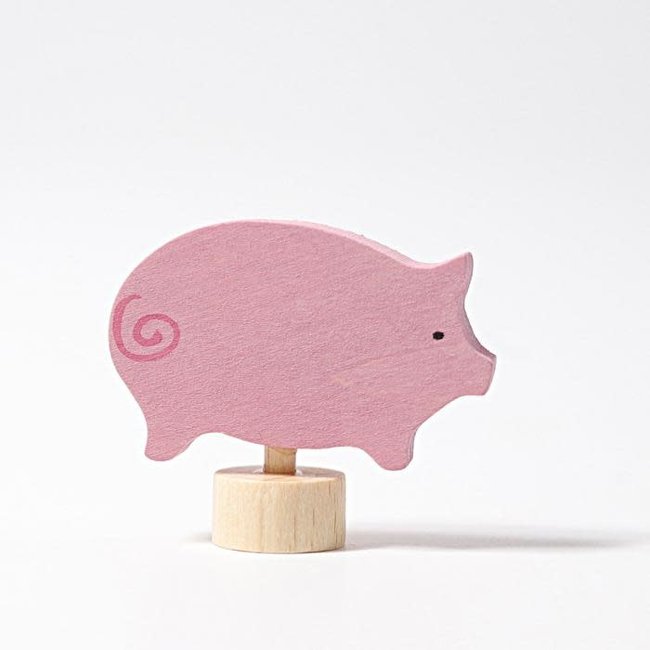 Grimms Decoratiefiguur - insteker roze varken (decorative figure pink pig)
