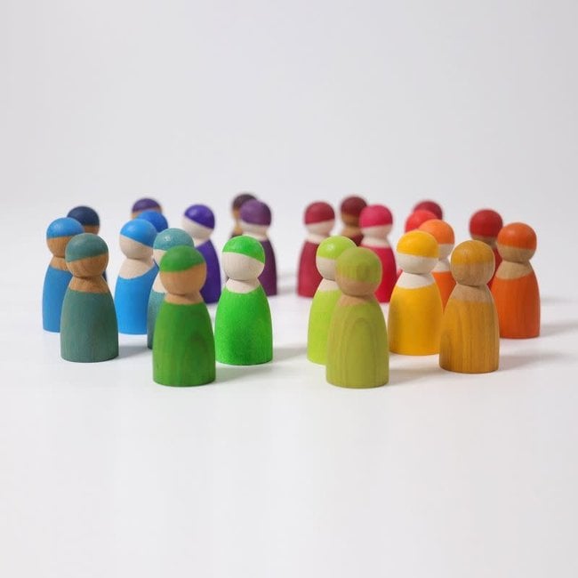 Grimms Houten speelgoed - regenboogvriendjes, 12 stuks (rainbow friends)