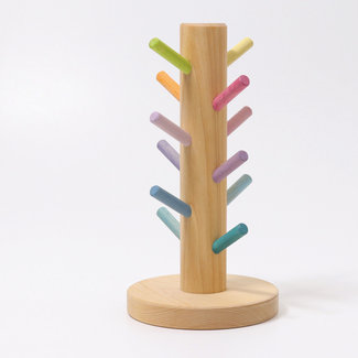 Grimms Houten speelgoed - bouwringen sorteertoren pastel (sorting helper building rings pastel)