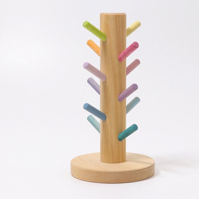 Grimms Houten speelgoed - bouwringen sorteertoren pastel (sorting helper building rings pastel)