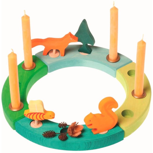 Grimms Decoratie - kleine verjaardagsring groen/blauw, 12 gaten (small birthday ring blue-green)