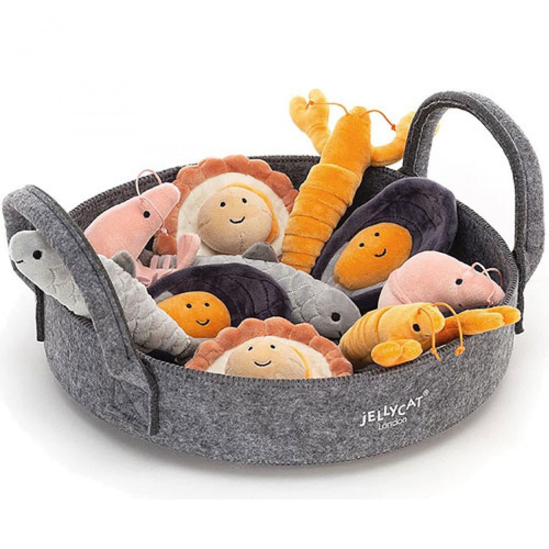 Jellycat Jellycat Knuffels Sensational Seafood Tray, 5cm Blik op Hout