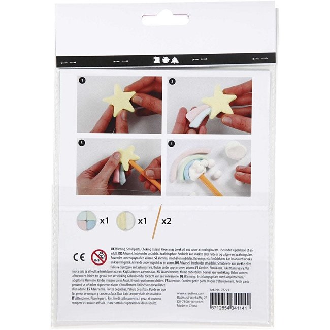 Creativ Company Knutselen, Knutselpakket - boetseren, klei: Potloden incl. toppers regenboog (mini)