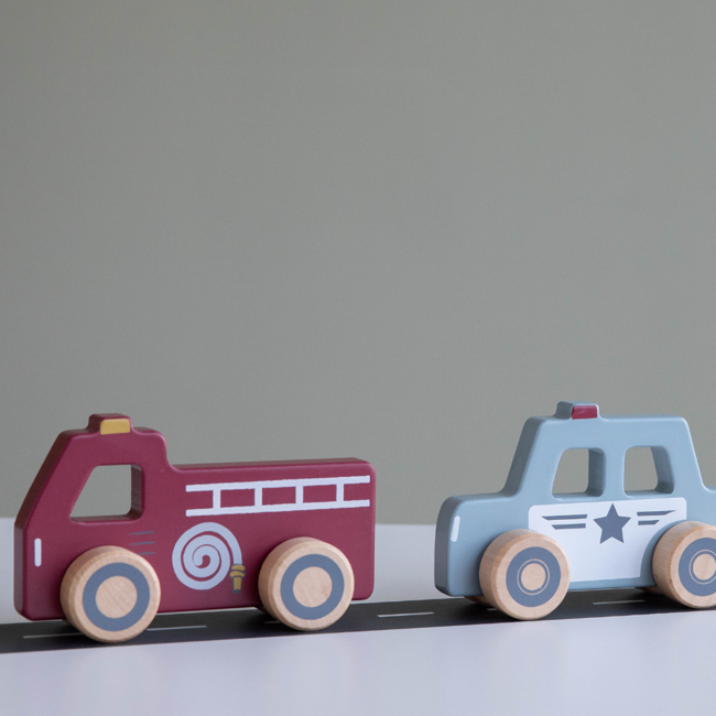 Little Dutch Houten auto's -  set: ziekenauto, brandweerauto, politieauto