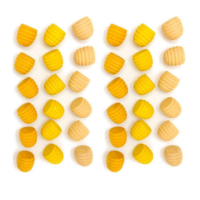 Grapat Grapat Houten speelgoed - Loose parts: Houten honingraten geel, 36st. (Mandala Yellow Honeycombs)
