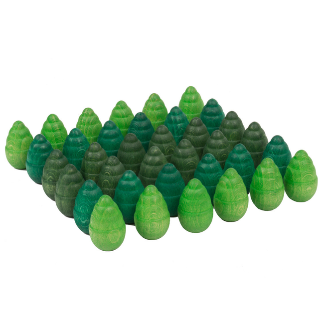 Grapat Grapat Houten speelgoed - Loose parts: Houten bomen groen, 36st. (Mandala trees)