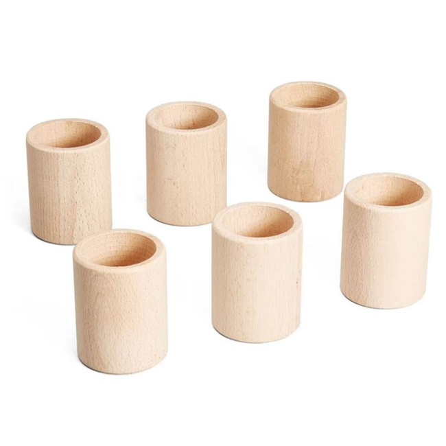 Grapat Houten bakjes naturel, 6st. (Cups with lid in natural wood)