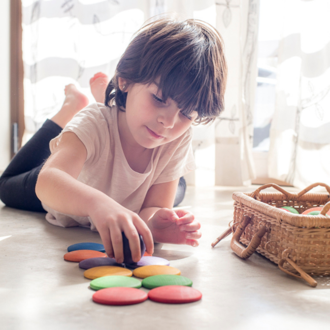 Grapat Grapat Houten speelgoed - Houten vormenset rond, 30st. (Round)