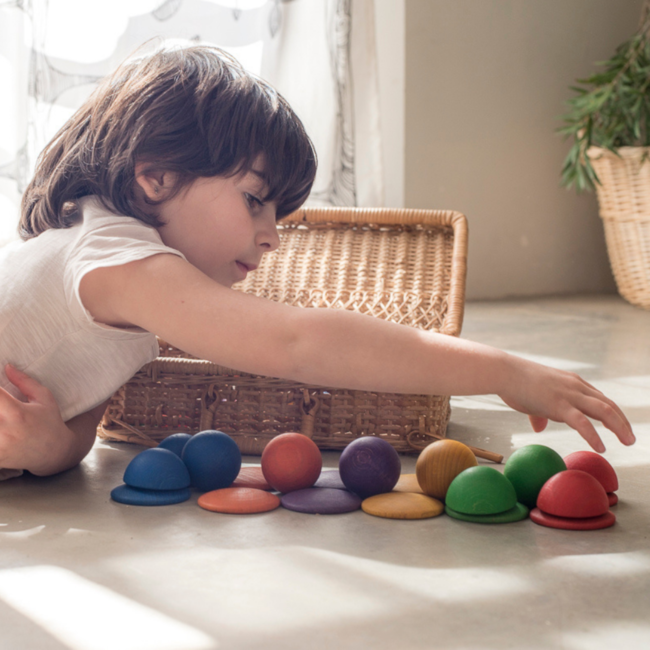 Grapat Grapat Houten speelgoed - Houten vormenset rond, 30st. (Round)