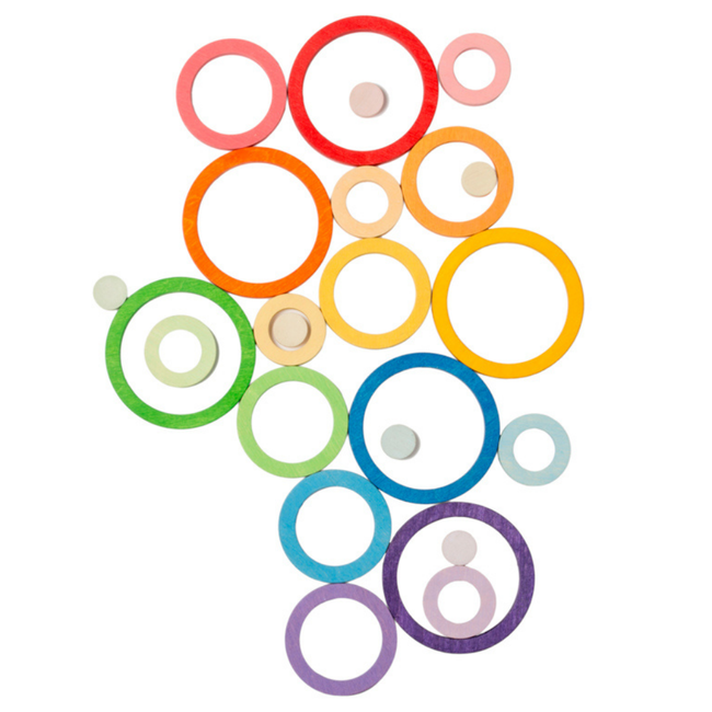 Grapat Grapat Houten speelgoed - Loose parts: Houten regenboogringen, 6 sets (Nest rings)