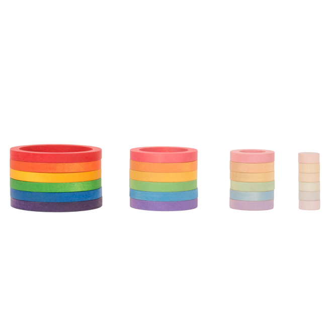 Grapat Grapat Houten speelgoed - Loose parts: Houten regenboogringen, 6 sets (Nest rings)