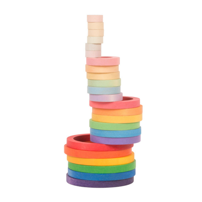 Grapat Grapat Houten speelgoed - Loose parts: Houten regenboogringen, 6 sets (Nest rings)