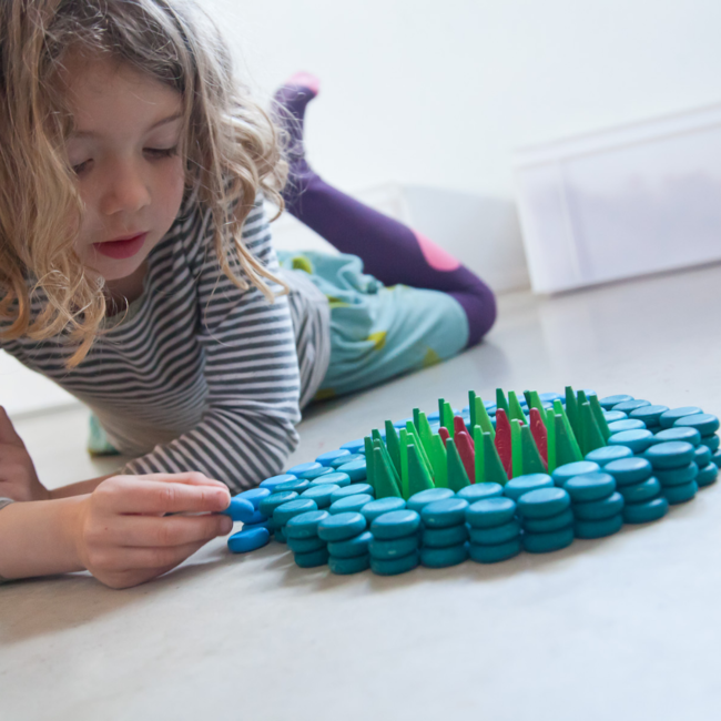 Grapat Grapat Loose parts: Houten munten blauw, 36st. (Mandala blue coins)