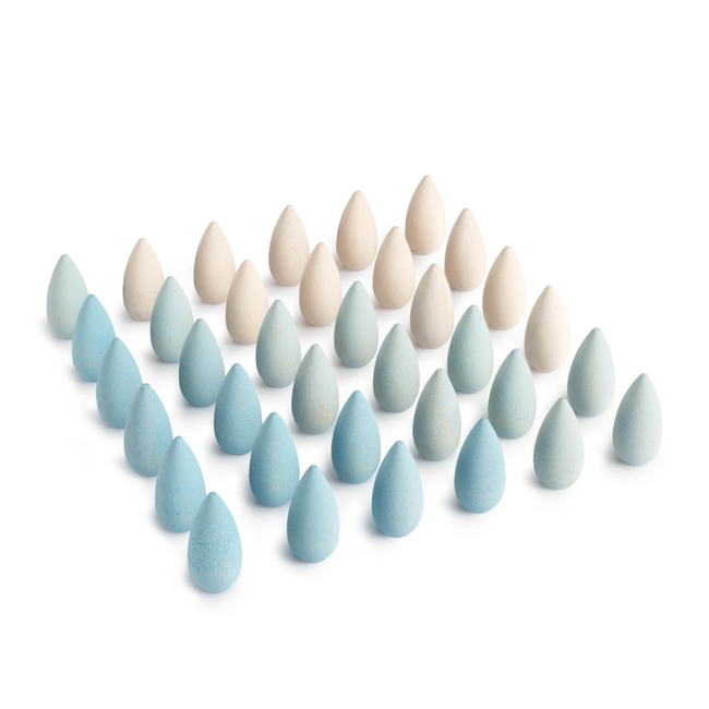 Grapat Grapat Houten speelgoed - Loose parts: Houten sneeuwvlokjes wit/blauw, 36st. (Mandala snowflakes)