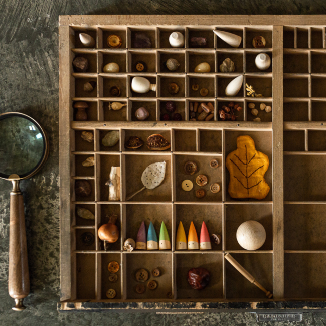 Grapat Houten punt poppetjes, 6st. in koker (Baby Sticks)