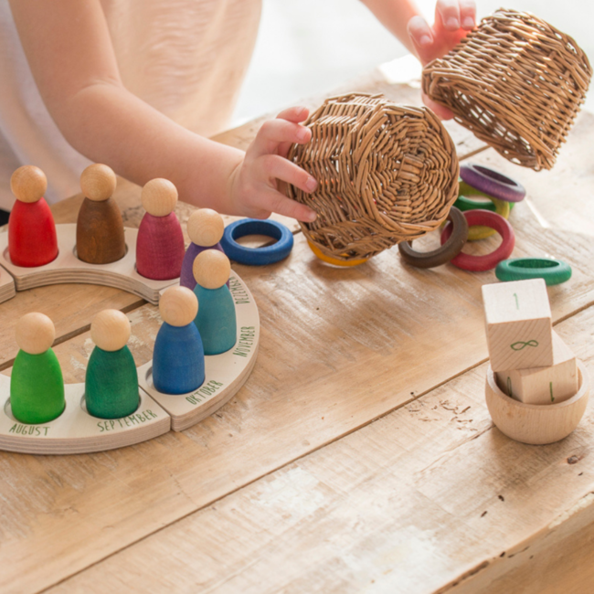 Grapat Houten ringen gekleurd 12st. (12 x rings Waldorf)