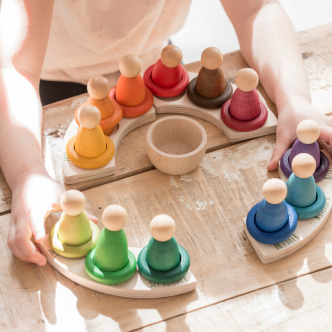 Grapat Houten ringen gekleurd 12st. (12 x rings Waldorf)