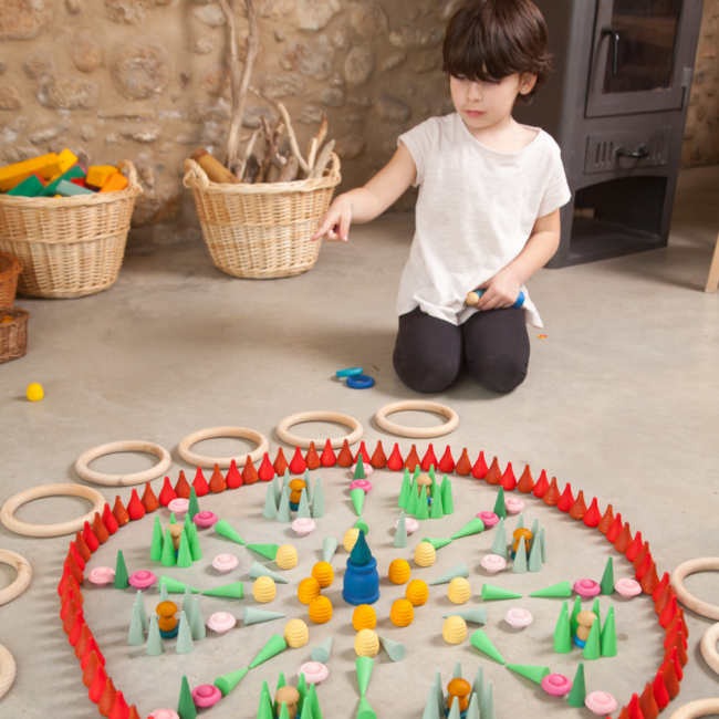 Grapat Houten vuren rood, 36st. (Mandala fire)